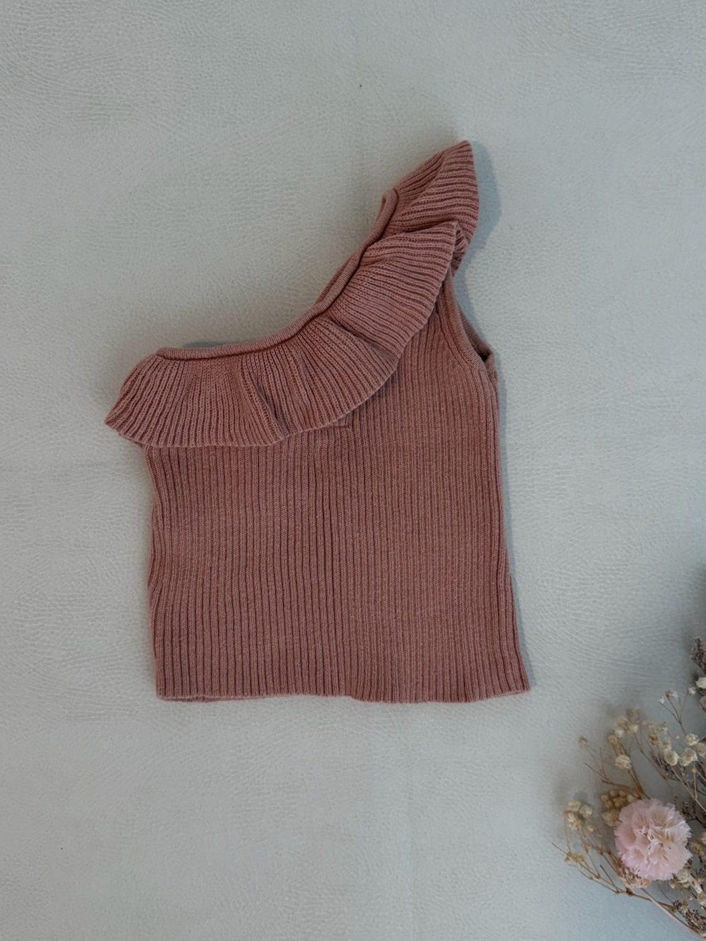 Raised By Water One-Shoulder Ruffle Ribbed Tank Top 1Y